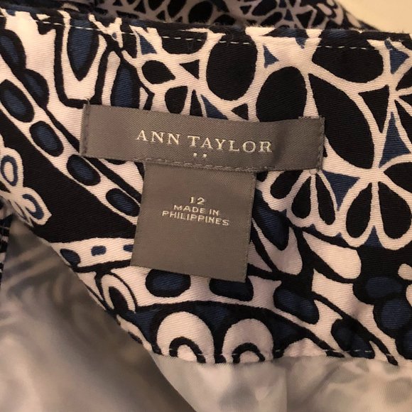 Ann Taylor Blue & White Cotton Flare Skirt Size 12 - Picture 2 of 5